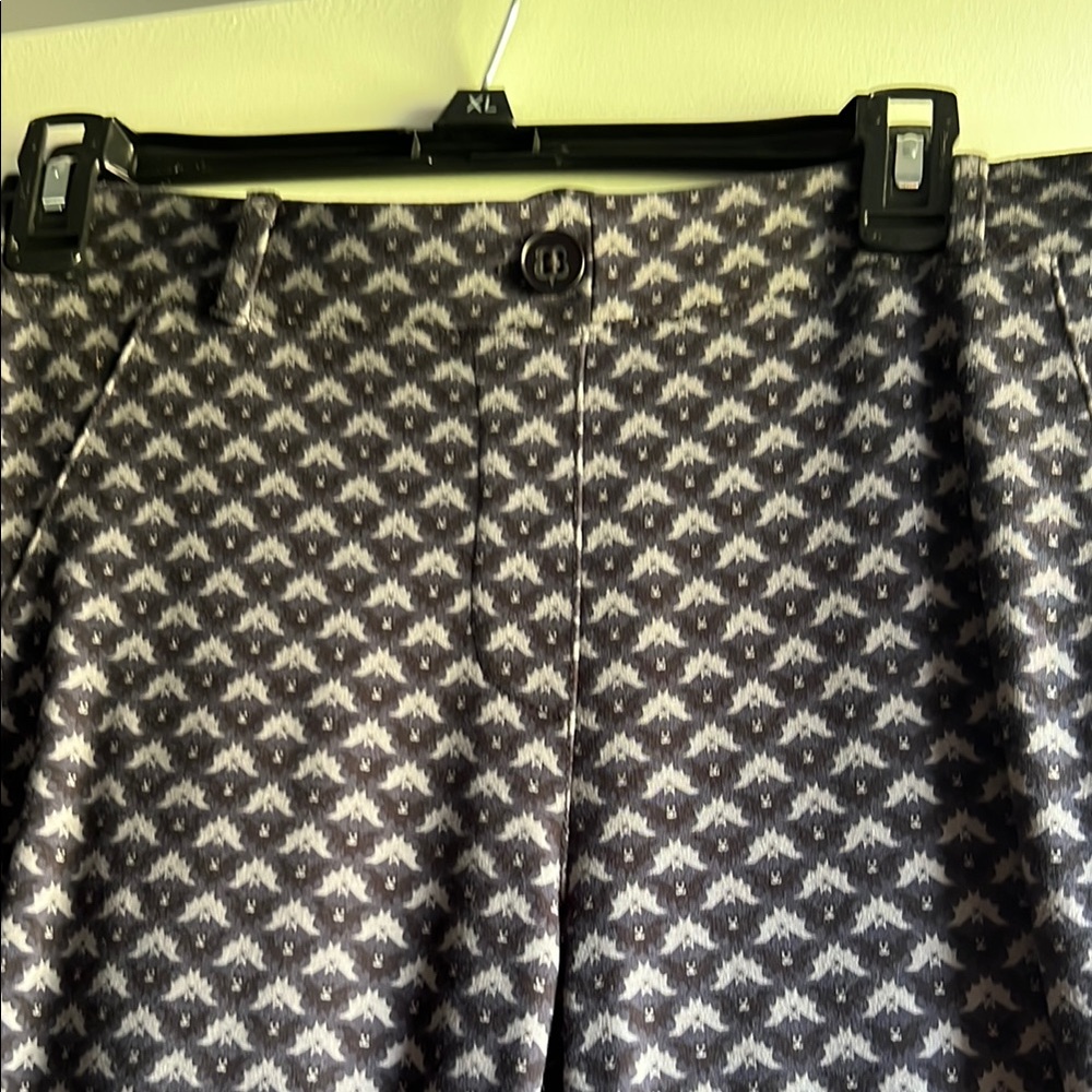 Betabrand Black and White Patterned Straight Leg Pants